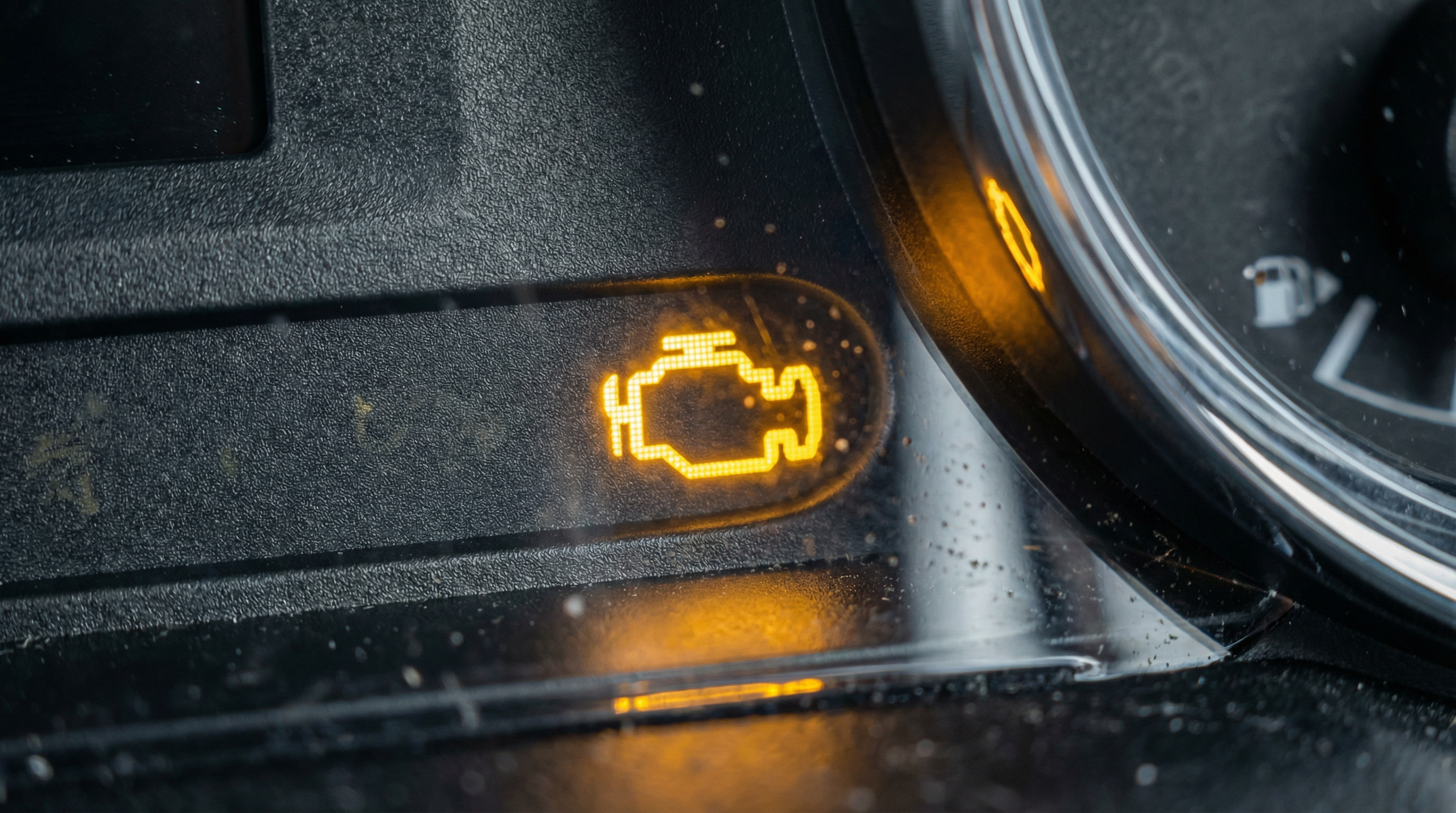 Dica: Close-up macro e super nítido da luz amarela do motor acesa no painel de instrumentos